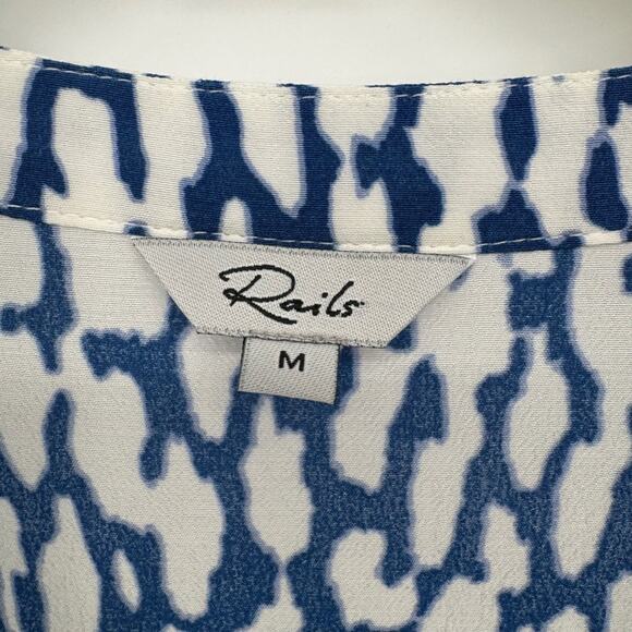 Rails Maple Cobalt Static V Neck Midi Dress Long Sleeve Elastic Waist Medium - Picture 6 of 8